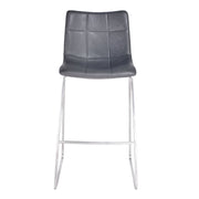 Hamilton 26" Counter Height Barstool in Brushed Stainless Steel with Vintage Gray Faux Leather - Furniture City (CA)l