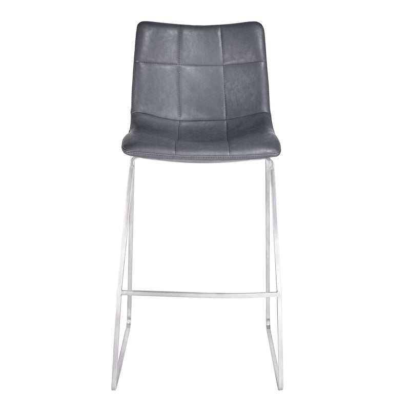 Hamilton 26" Counter Height Barstool in Brushed Stainless Steel with Vintage Gray Faux Leather - Furniture City (CA)l