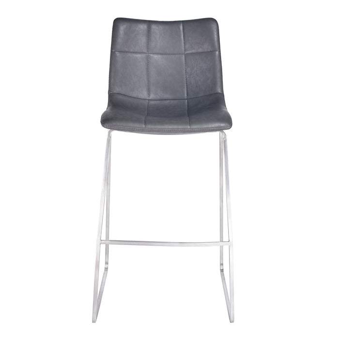 Hamilton 26" Counter Height Barstool in Brushed Stainless Steel with Vintage Gray Faux Leather