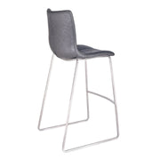 Hamilton 26" Counter Height Barstool in Brushed Stainless Steel with Vintage Gray Faux Leather - Furniture City (CA)l