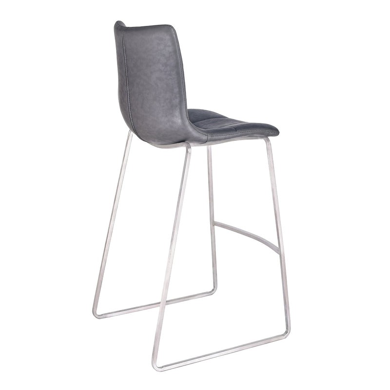Hamilton 26" Counter Height Barstool in Brushed Stainless Steel with Vintage Gray Faux Leather - Furniture City (CA)l