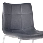 Hamilton 26" Counter Height Barstool in Brushed Stainless Steel with Vintage Gray Faux Leather - Furniture City (CA)l