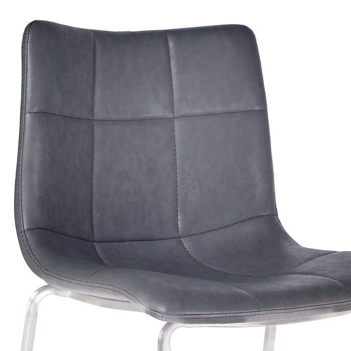 Hamilton 26" Counter Height Barstool in Brushed Stainless Steel with Vintage Gray Faux Leather