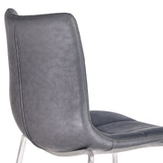 Hamilton 26" Counter Height Barstool in Brushed Stainless Steel with Vintage Gray Faux Leather - Furniture City (CA)l