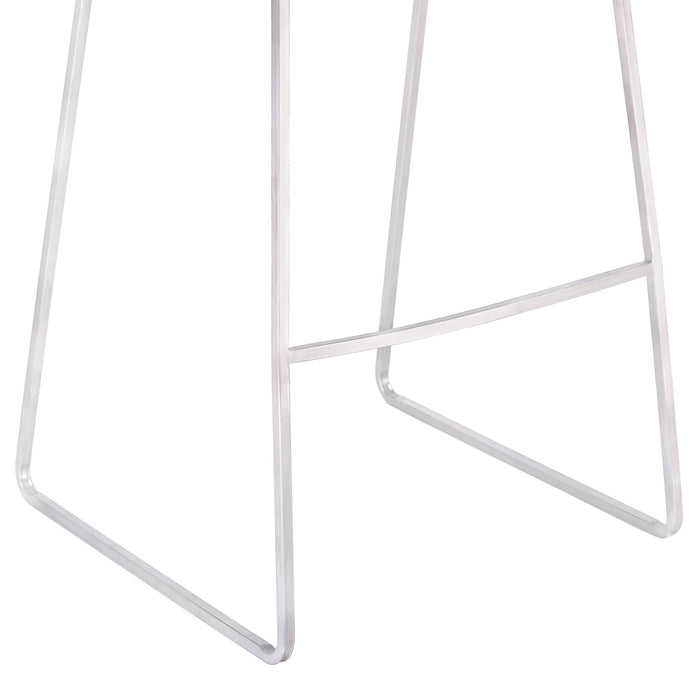 Hamilton 26" Counter Height Barstool in Brushed Stainless Steel with Vintage Gray Faux Leather