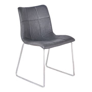 Hamilton Contemporary Dining Chair in Brushed Stainless Steel with Vintage Gray Faux Leather - Set of 2 - Furniture City (CA)l