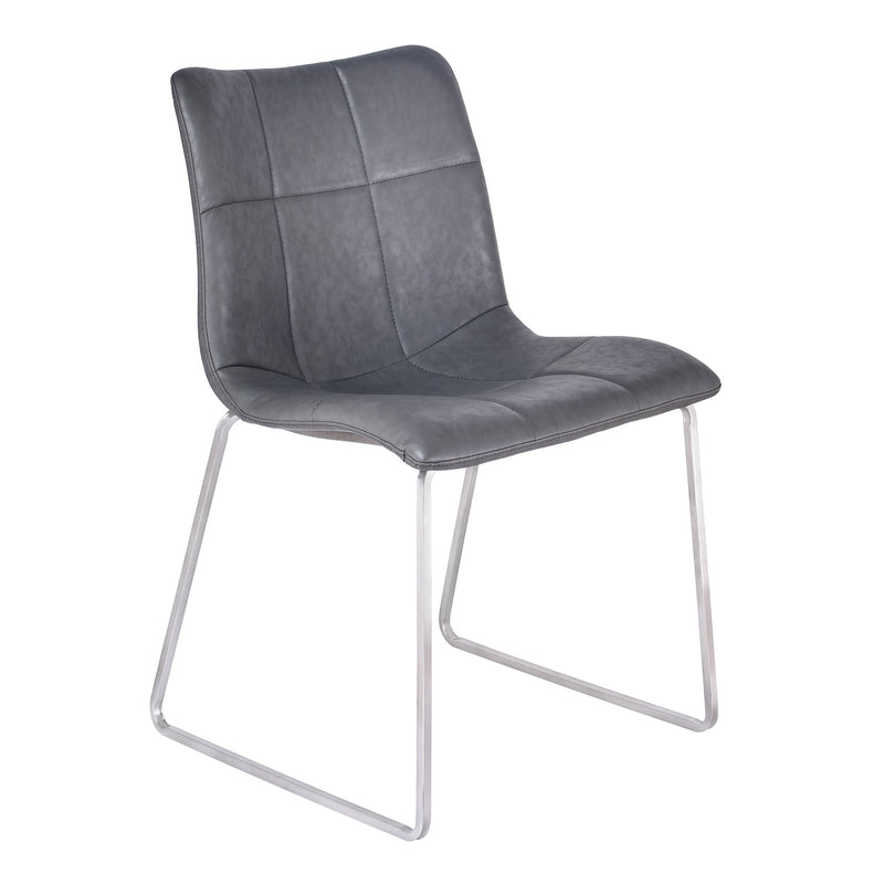 Hamilton Contemporary Dining Chair in Brushed Stainless Steel with Vintage Gray Faux Leather - Set of 2 - Furniture City (CA)l