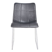 Hamilton Contemporary Dining Chair in Brushed Stainless Steel with Vintage Gray Faux Leather - Set of 2 - Furniture City (CA)l