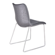 Hamilton Contemporary Dining Chair in Brushed Stainless Steel with Vintage Gray Faux Leather - Set of 2 - Furniture City (CA)l