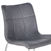 Hamilton Contemporary Dining Chair in Brushed Stainless Steel with Vintage Gray Faux Leather - Set of 2 - Furniture City (CA)l