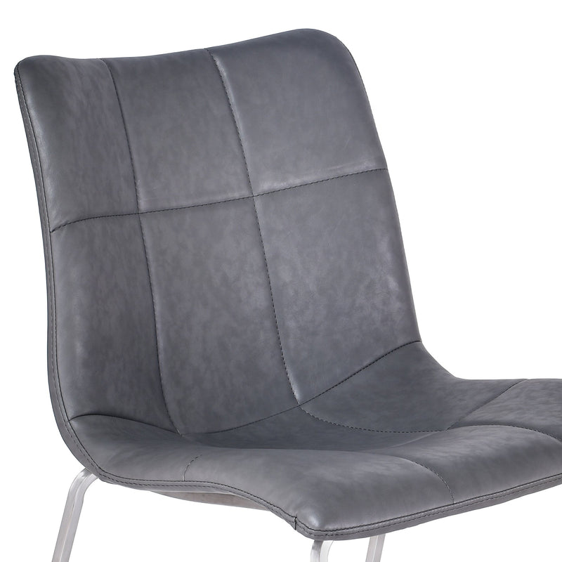 Hamilton Contemporary Dining Chair in Brushed Stainless Steel with Vintage Gray Faux Leather - Set of 2 - Furniture City (CA)l