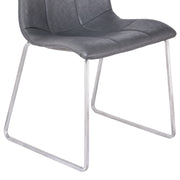 Hamilton Contemporary Dining Chair in Brushed Stainless Steel with Vintage Gray Faux Leather - Set of 2 - Furniture City (CA)l