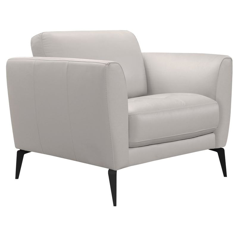 Hope Contemporary Chair in Genuine Dove Gray Leather with Black Metal Legs - Furniture City (CA)l