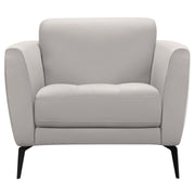 Hope Contemporary Chair in Genuine Dove Gray Leather with Black Metal Legs - Furniture City (CA)l