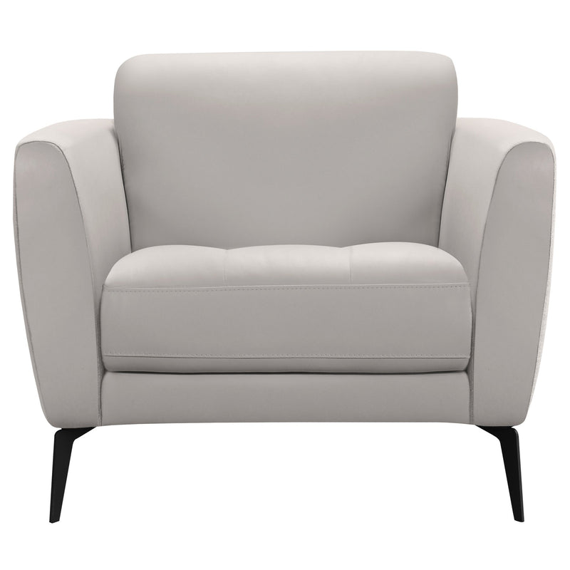 Hope Contemporary Chair in Genuine Dove Gray Leather with Black Metal Legs - Furniture City (CA)l