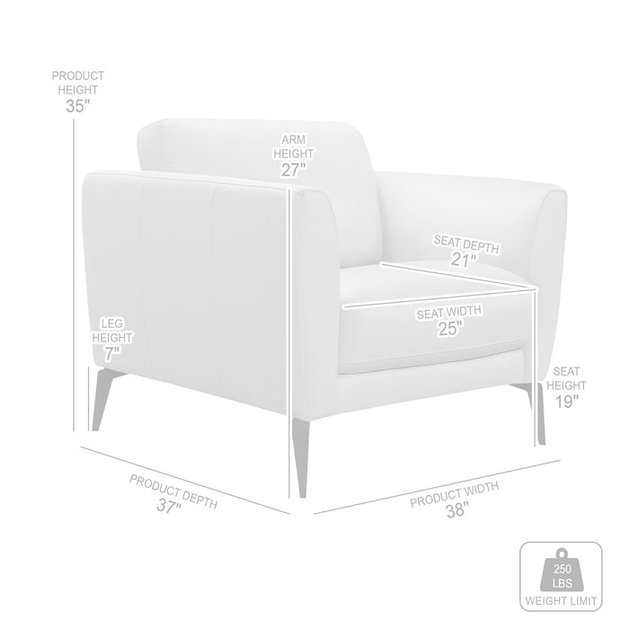Hope Contemporary Chair in Genuine Dove Gray Leather with Black Metal Legs