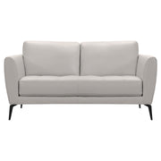 Hope Contemporary Loveseat in Genuine Dove Gray Leather with Black Metal Legs - Furniture City (CA)l