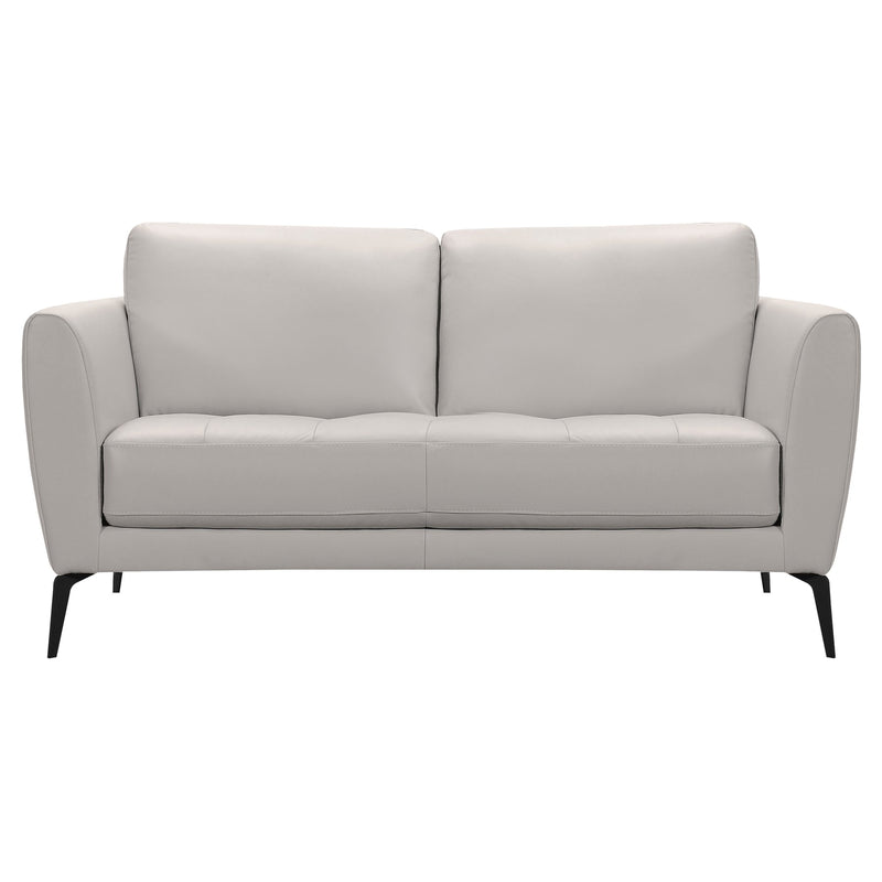Hope Contemporary Loveseat in Genuine Dove Gray Leather with Black Metal Legs - Furniture City (CA)l