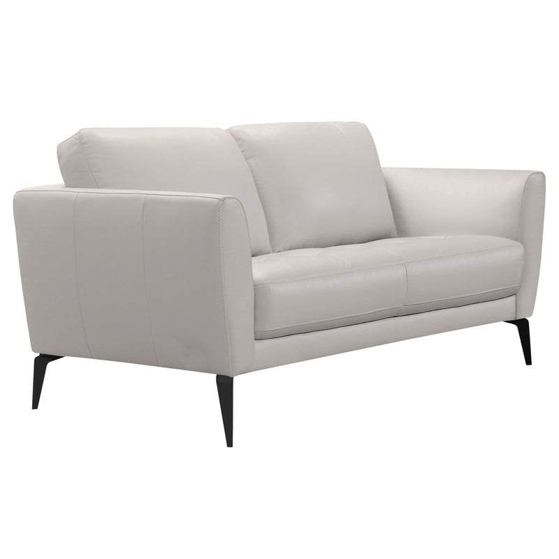 Hope Contemporary Loveseat in Genuine Dove Gray Leather with Black Metal Legs - Furniture City (CA)l
