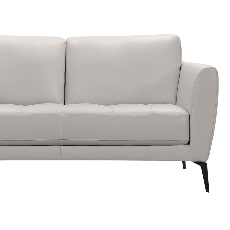 Hope Contemporary Loveseat in Genuine Dove Gray Leather with Black Metal Legs - Furniture City (CA)l