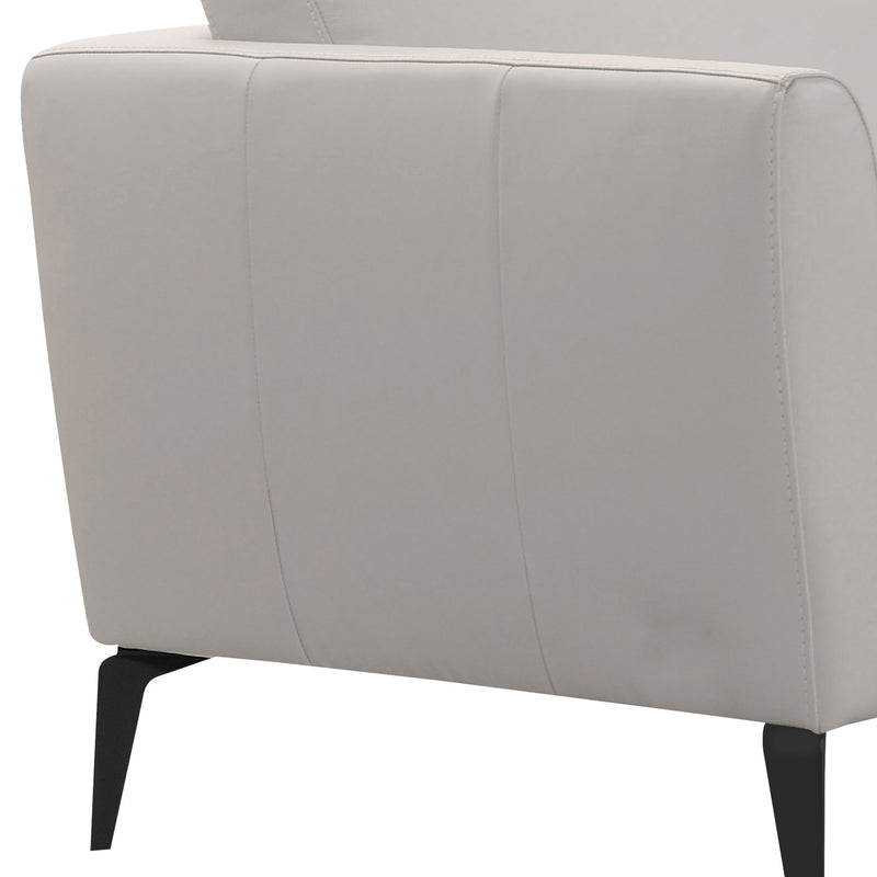 Hope Contemporary Loveseat in Genuine Dove Gray Leather with Black Metal Legs - Furniture City (CA)l