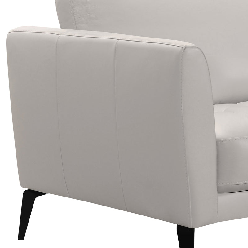 Hope Contemporary Sofa in Genuine Dove Gray Leather with Black Metal Legs - Furniture City (CA)l