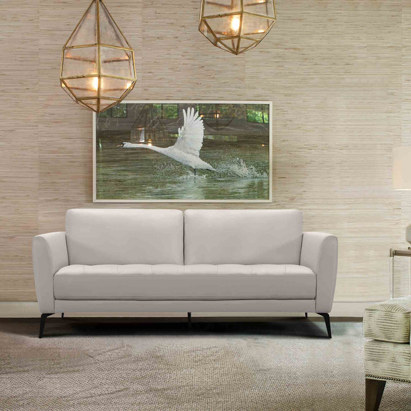 Hope Contemporary Sofa in Genuine Dove Gray Leather with Black Metal Legs - Furniture City (CA)l
