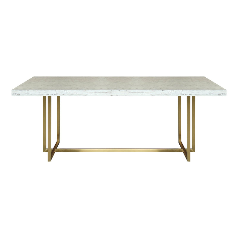 Harmony Contemporary Dining Table in Brushed Gold Finish and Ash Veneer Top - Furniture City (CA)l