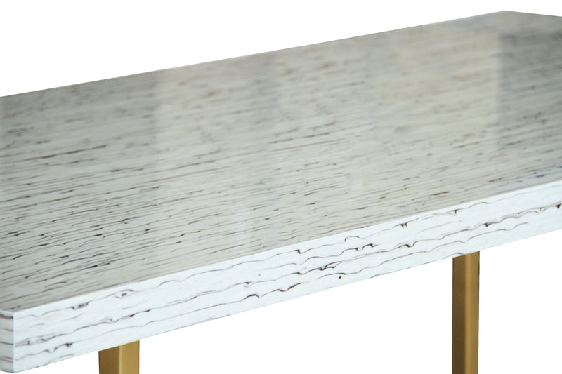 Harmony Contemporary Dining Table in Brushed Gold Finish and Ash Veneer Top - Furniture City (CA)l