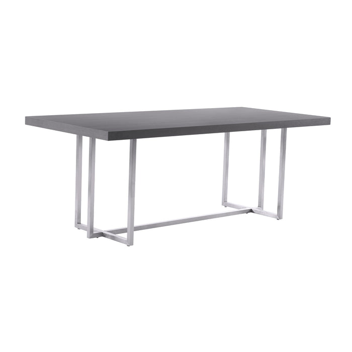 Harmony Contemporary Dining Table in Silver Finish and Gray Veneer Top