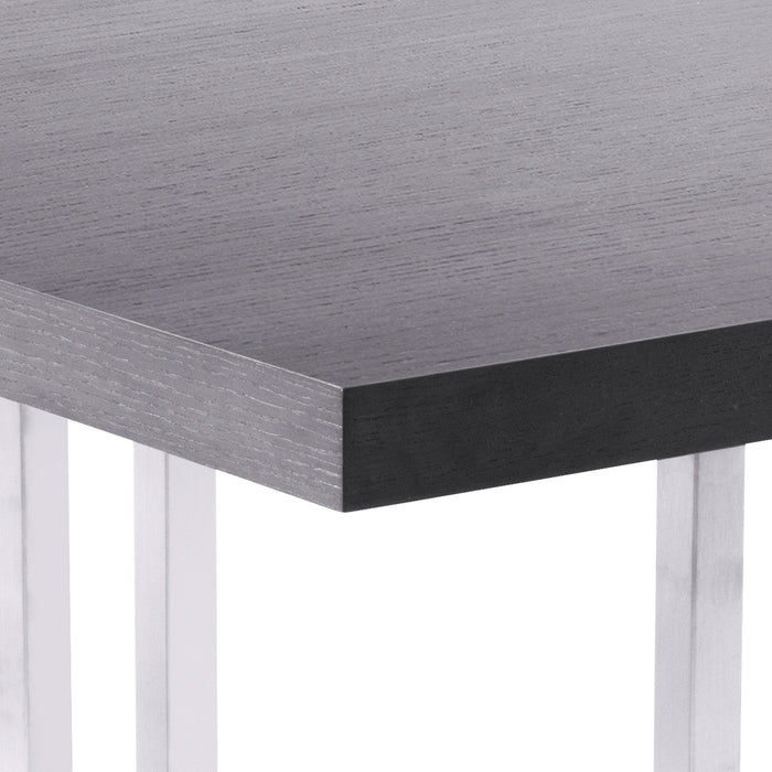 Harmony Contemporary Dining Table in Silver Finish and Gray Veneer Top