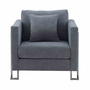 Heritage Gray Fabric Upholstered Accent Chair with Brushed Stainless Steel Legs - Furniture City (CA)l
