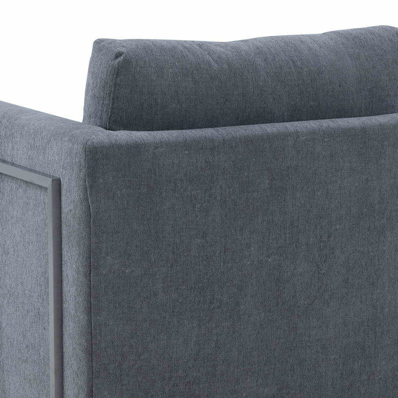 Heritage Gray Fabric Upholstered Accent Chair with Brushed Stainless Steel Legs - Furniture City (CA)l