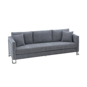 Heritage Gray Fabric Upholstered Sofa with Brushed Stainless Steel Legs - Furniture City (CA)l