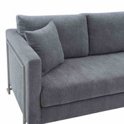 Heritage Gray Fabric Upholstered Sofa with Brushed Stainless Steel Legs - Furniture City (CA)l