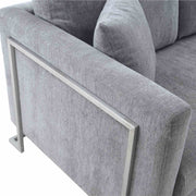 Heritage Gray Fabric Upholstered Sofa with Brushed Stainless Steel Legs - Furniture City (CA)l
