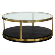 Hattie Contemporary Coffee Table in Brushed Gold Finish and Black Wood - Furniture City (CA)l