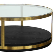 Hattie Contemporary Coffee Table in Brushed Gold Finish and Black Wood - Furniture City (CA)l