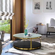 Hattie Contemporary Coffee Table in Brushed Gold Finish and Black Wood - Furniture City (CA)l