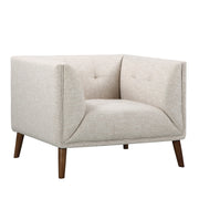 Hudson Mid-Century Button-Tufted Chair in Beige Linen and Walnut Legs - Furniture City (CA)l