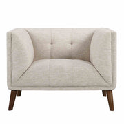 Hudson Mid-Century Button-Tufted Chair in Beige Linen and Walnut Legs - Furniture City (CA)l