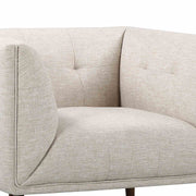 Hudson Mid-Century Button-Tufted Chair in Beige Linen and Walnut Legs - Furniture City (CA)l