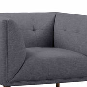Hudson Mid-Century Button-Tufted Chair in Dark Gray Linen and Walnut Legs - Furniture City (CA)l