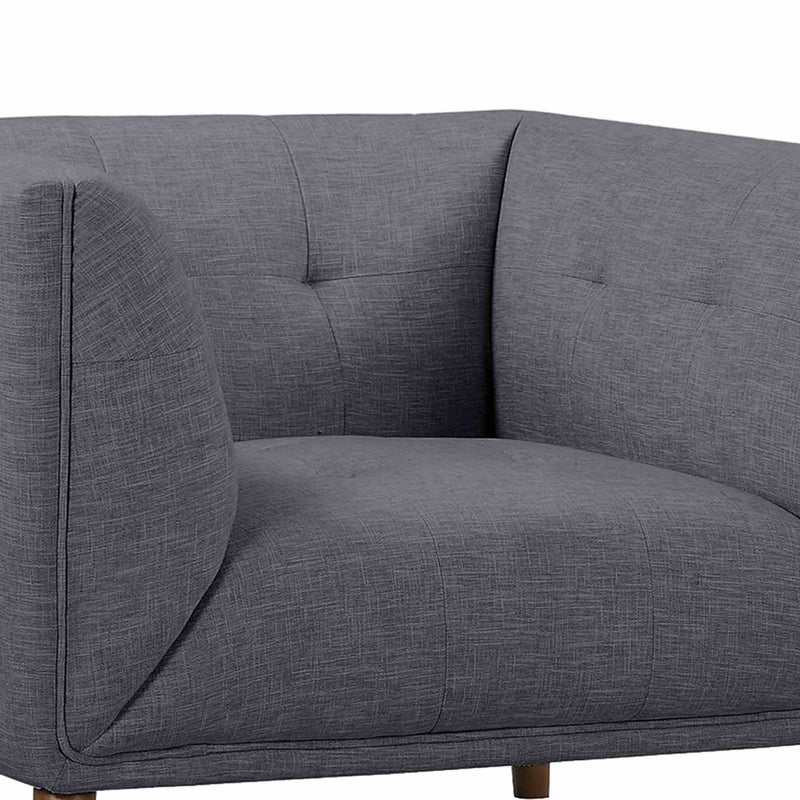 Hudson Mid-Century Button-Tufted Chair in Dark Gray Linen and Walnut Legs - Furniture City (CA)l