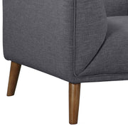 Hudson Mid-Century Button-Tufted Chair in Dark Gray Linen and Walnut Legs - Furniture City (CA)l