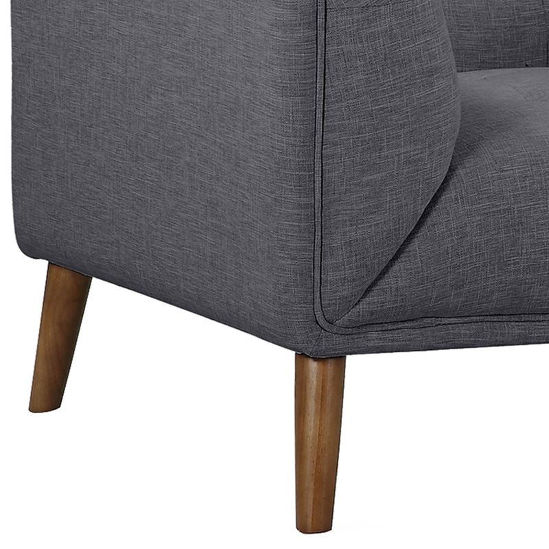 Hudson Mid-Century Button-Tufted Chair in Dark Gray Linen and Walnut Legs - Furniture City (CA)l