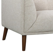 Hudson Mid-Century Button-Tufted Loveseat in Beige Linen and Walnut Legs - Furniture City (CA)l