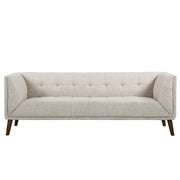 Hudson Mid-Century Button-Tufted Sofa in Beige Linen and Walnut Legs - Furniture City (CA)l