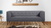 Hudson Mid-Century Button-Tufted Sofa in Dark Gray Linen and Walnut Legs - Furniture City (CA)l