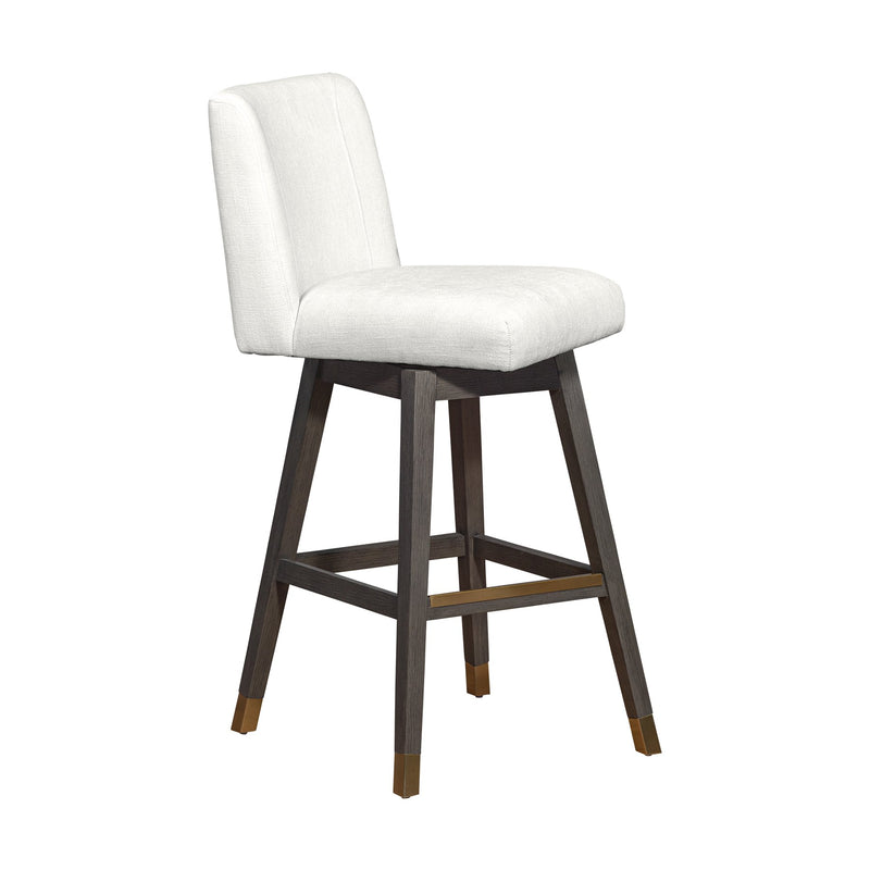 Isabella Swivel Bar Stool in Gray Oak Wood Finish with Pearl Fabric - Furniture City (CA)l